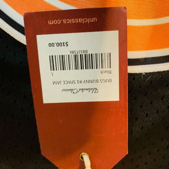 NWT Vintage 90s Bugs Bunny #1 Space Jam Tune Squad Jersey Black Men's Large - Picture 5 of 6